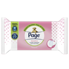Page vochtig toiletpapier